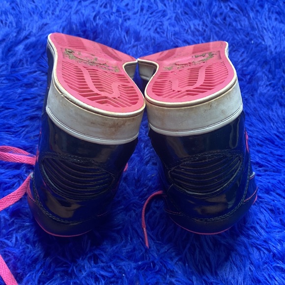 Adidas Black & Pink Lace Up High Top Sneakers Size 7 - Picture 12 of 14